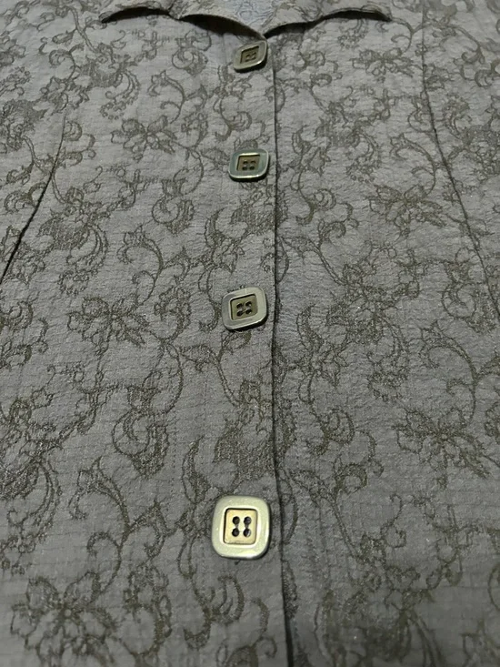 Habitat Shirt Women’s L Navy Floral Boho Lagenlook - Picture 12 of 16